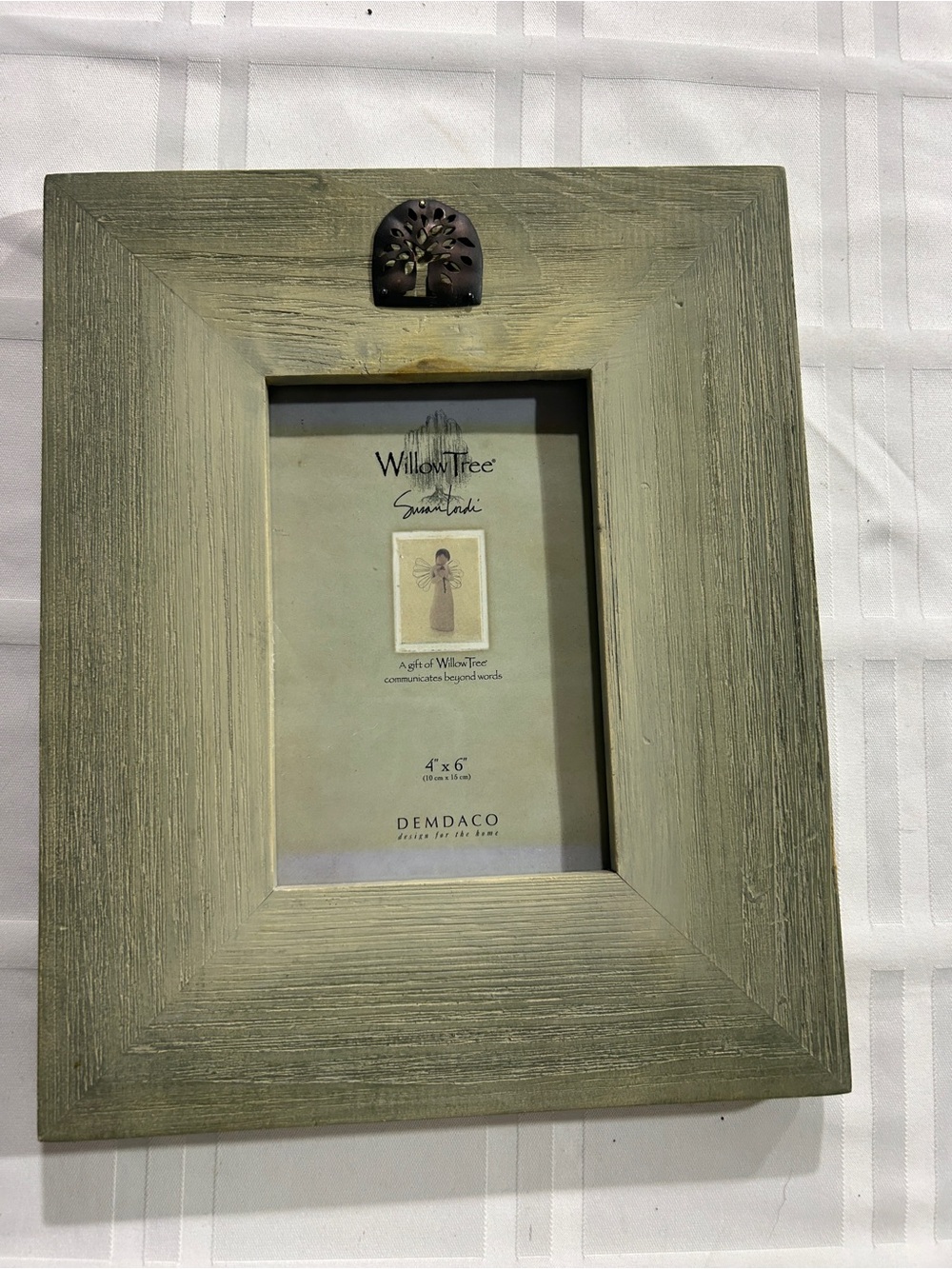 Willow Tree Olive Green Wood Picture Frame with Tree Accent